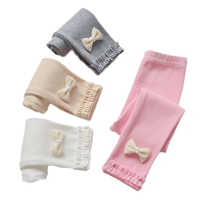 Pantalon en coton à taille élastiquée pour fille