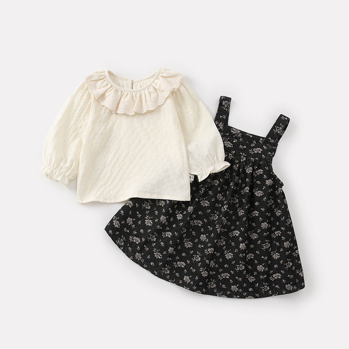 Ensemble robe fleurie et blouse pour bébé fille