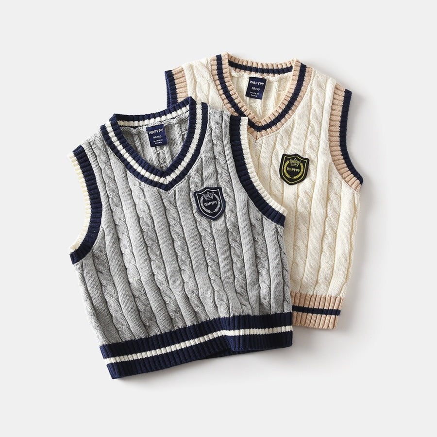 Pull sans manches en maille de coton pour garçon