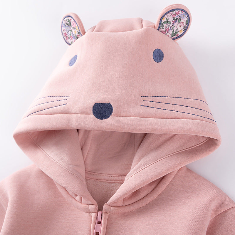 Sweat à capuche rose doublé en polaire pour enfant