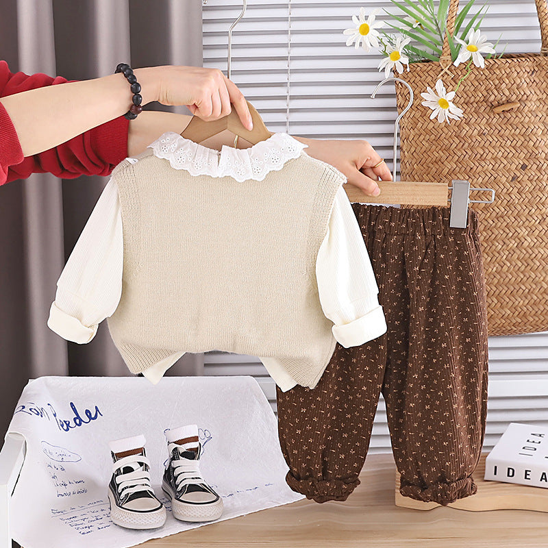 Ensemble bébé fille 3 pièces en coton à motif lapin