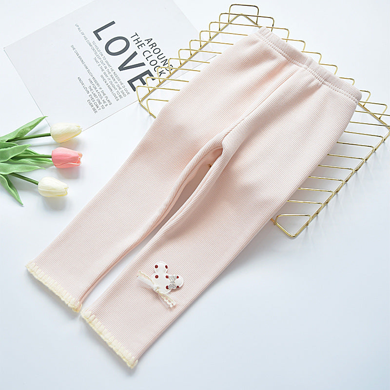 Legging fille épais et doublé en coton